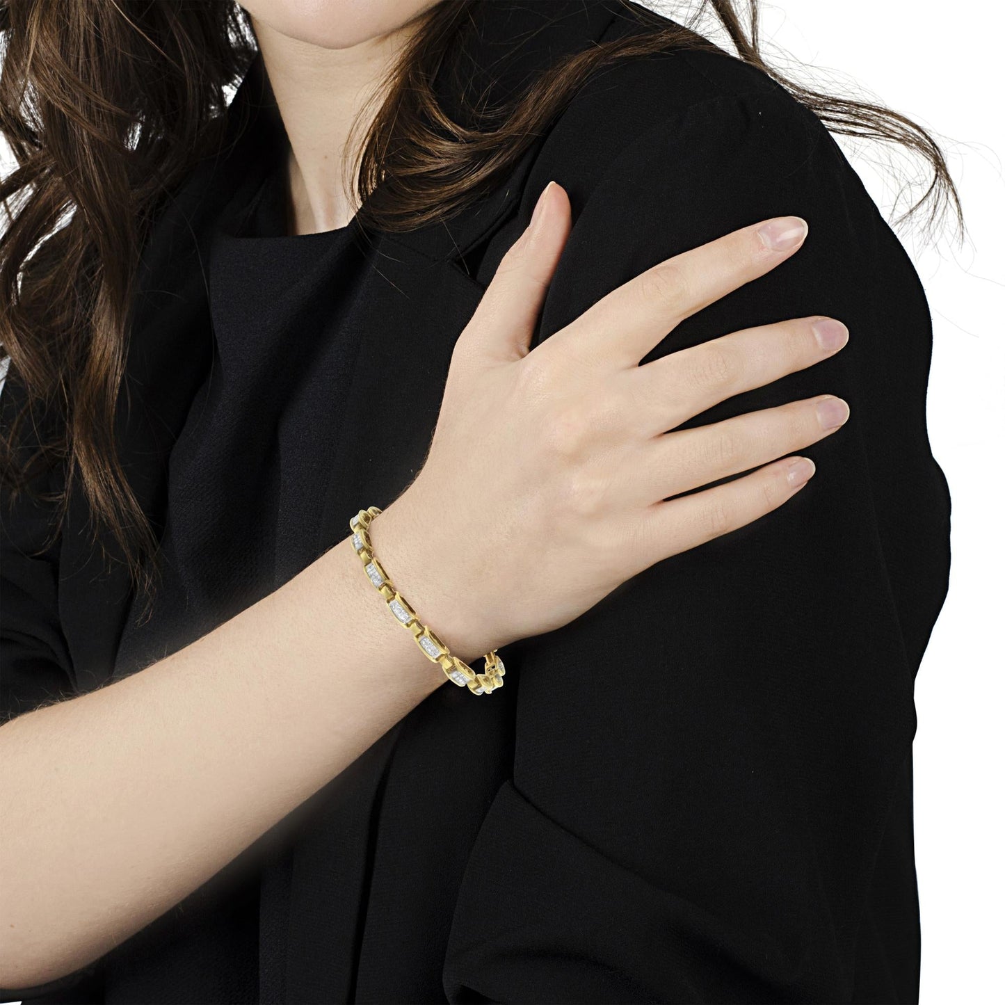 14K Yellow Gold 2.00 CTTW Princess-Cut Diamond “Links of Love” Bracelet