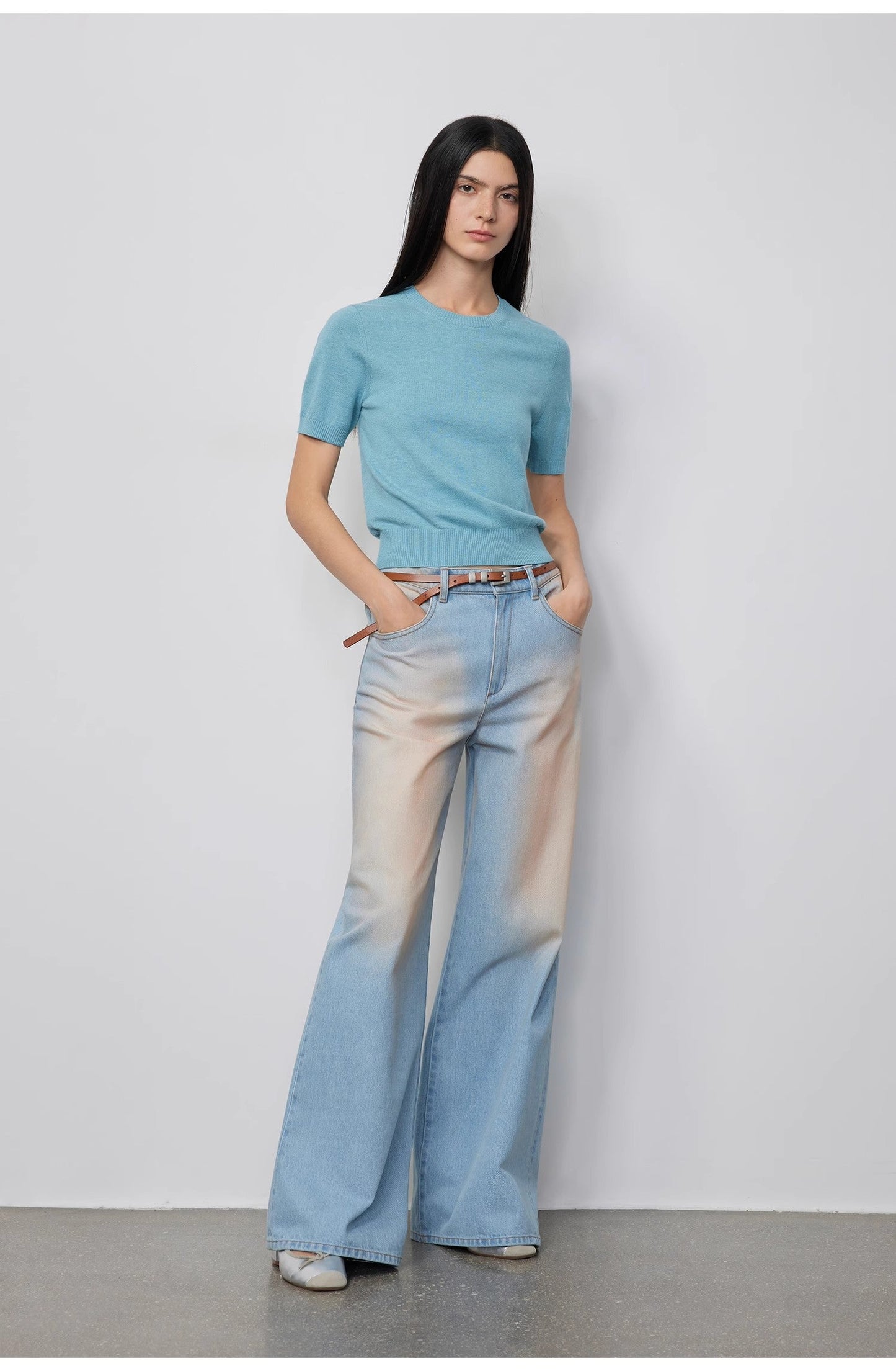 Luxury Low-Waist Wide-Leg Flared Jeans