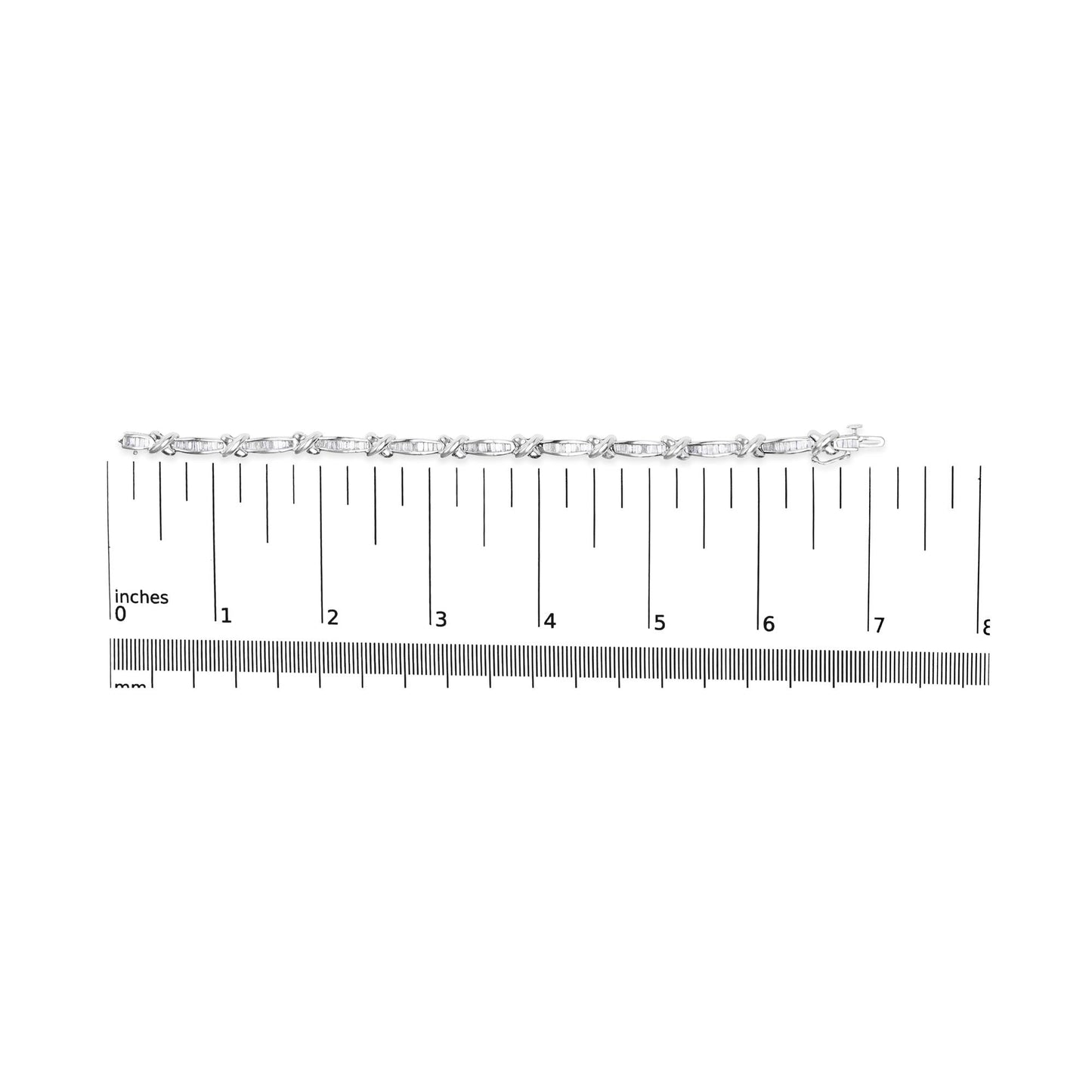 14K White Gold Baguette-Cut Diamond X-Link Bracelet – 2.00 CTW