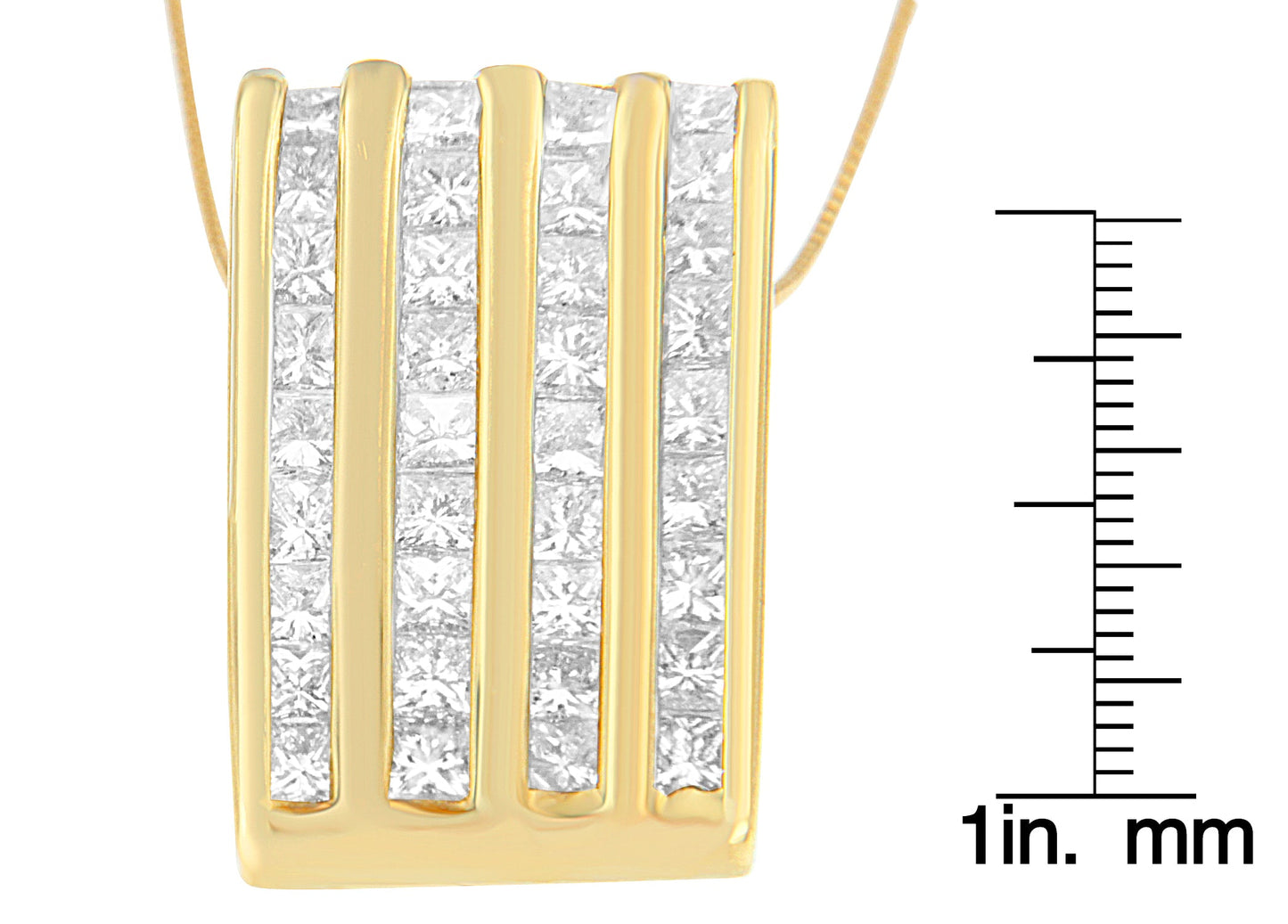 14K Yellow Gold 2 1/3 CTW Princess Cut Diamond Block Pendant Necklace
