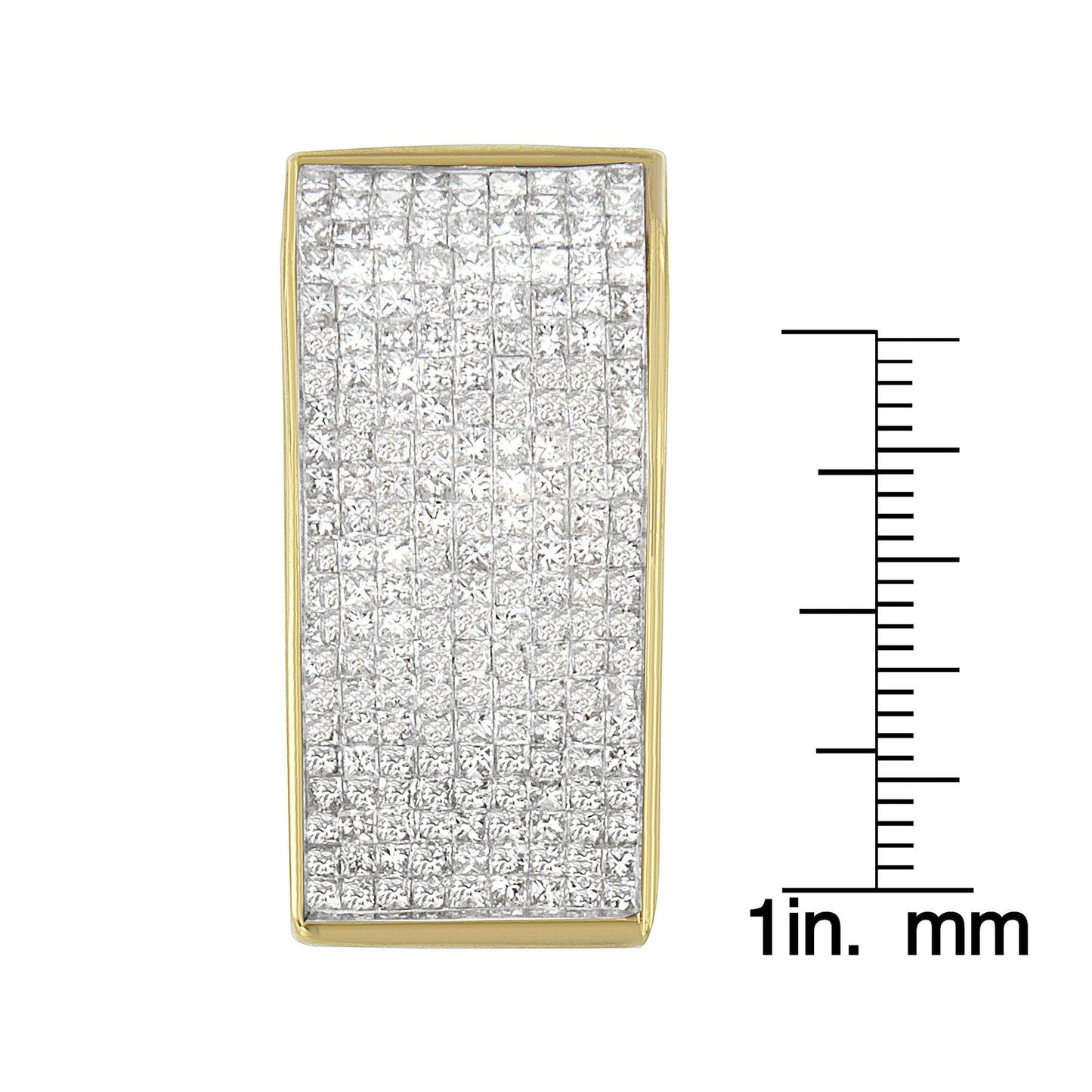 14K Yellow Gold 2 5/8 Cttw Princess Cut Diamond Block Pendant Necklace
