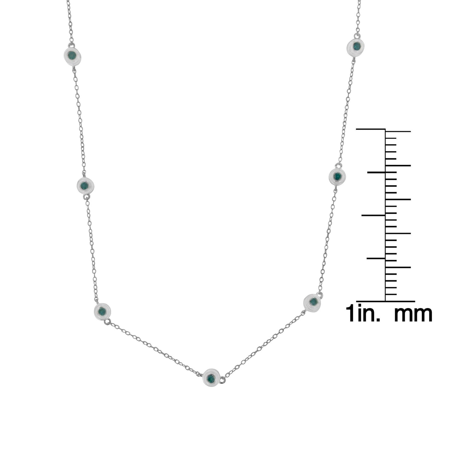 0.75 Ct Blue Diamond Yard Necklace in Sterling Silver