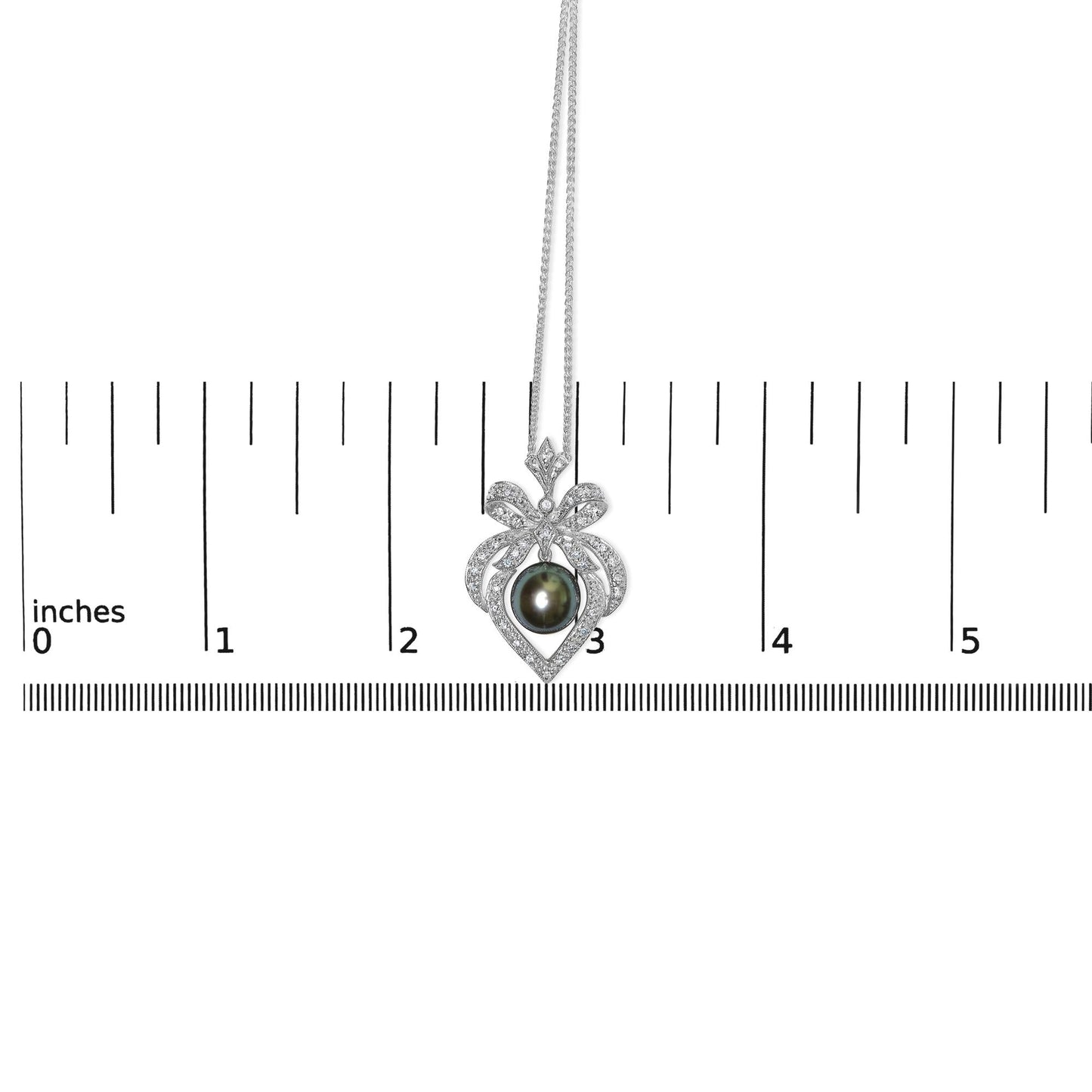 Tahitian Pearl & Diamond Heart Pendant Necklace in 18K White Gold