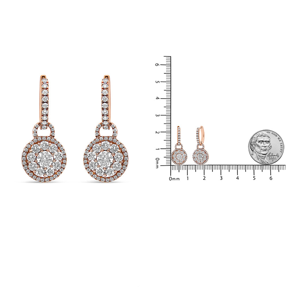 18K Rose Gold Diamond Drop Earrings – 1.50 ctw