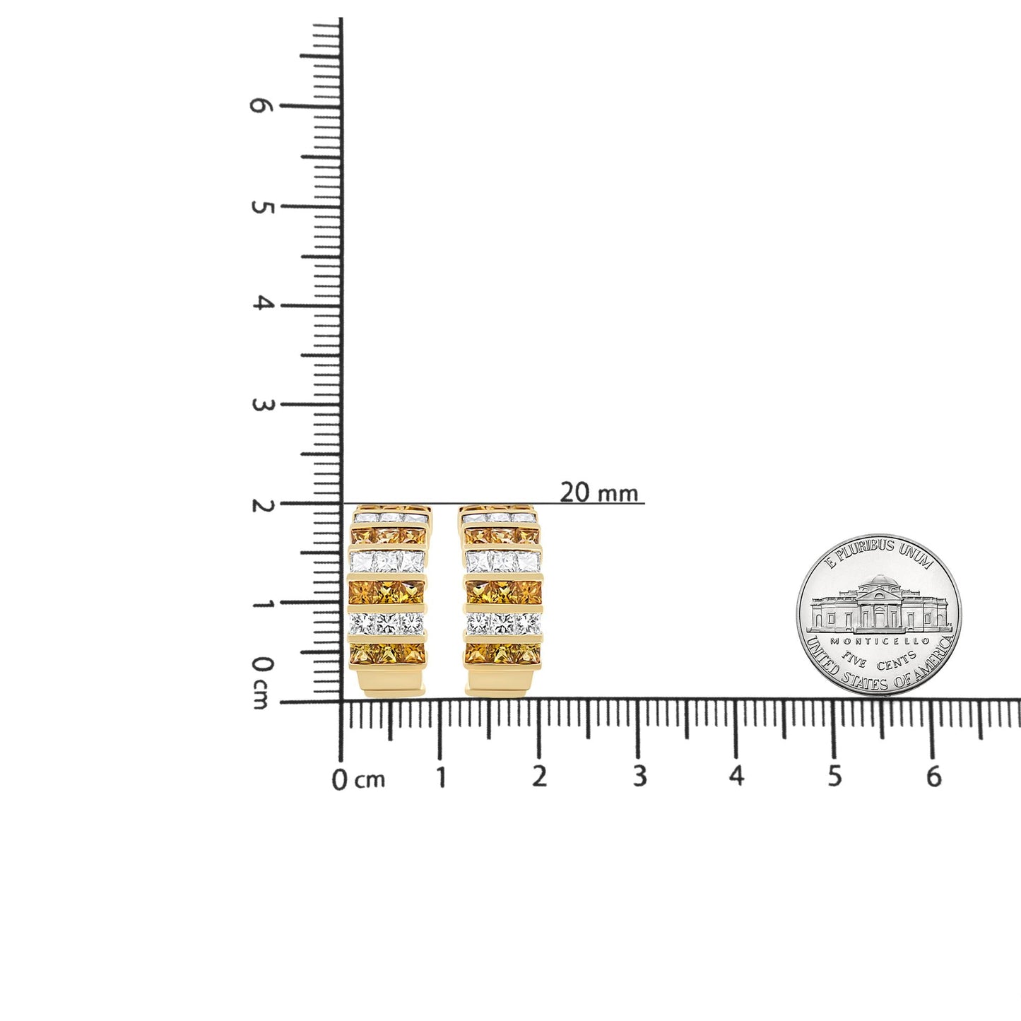 18K Yellow Gold 1 3/4 CTW Diamond & Yellow Sapphire Huggie Hoop Earrings