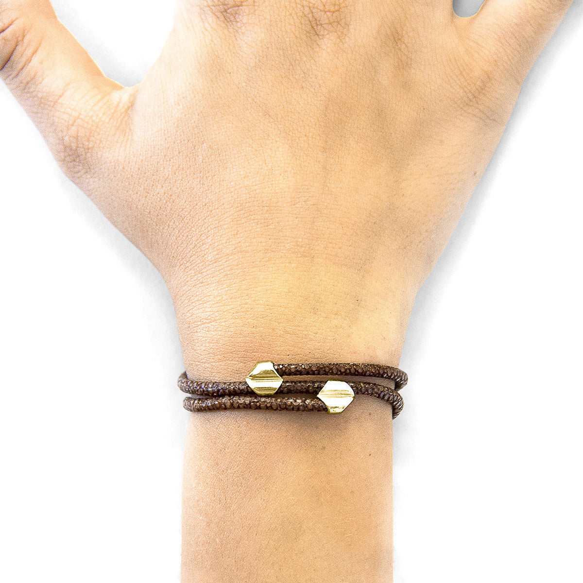 Mocha Brown Conway 9ct Yellow Gold Stingray Leather Bracelet