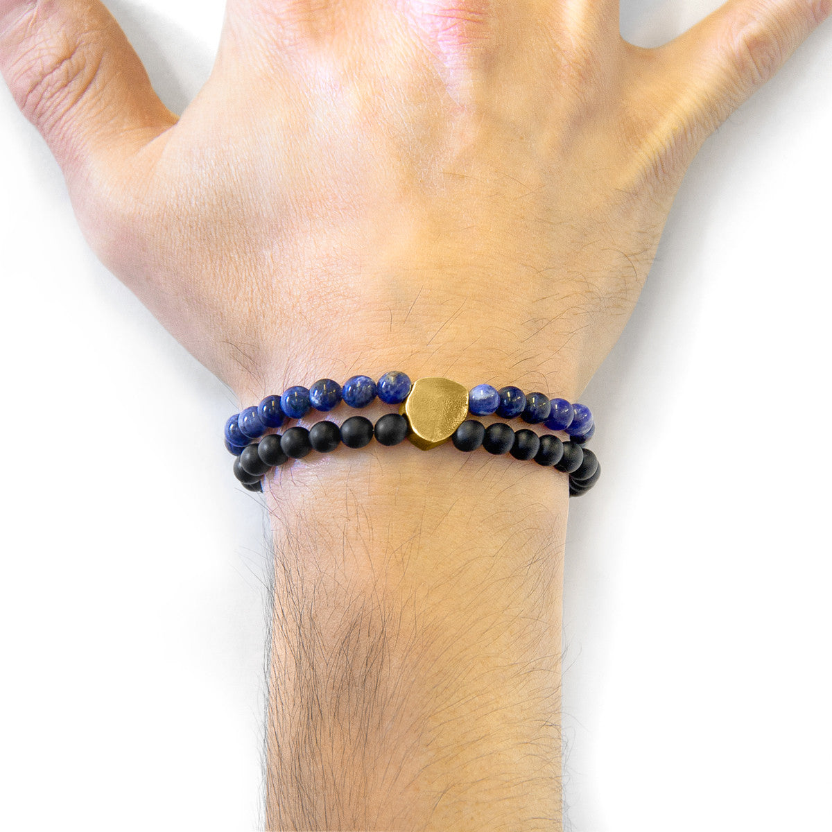 Blue Sodalite 9ct Yellow Gold & Stone Bracelet – Handcrafted in Great Britain
