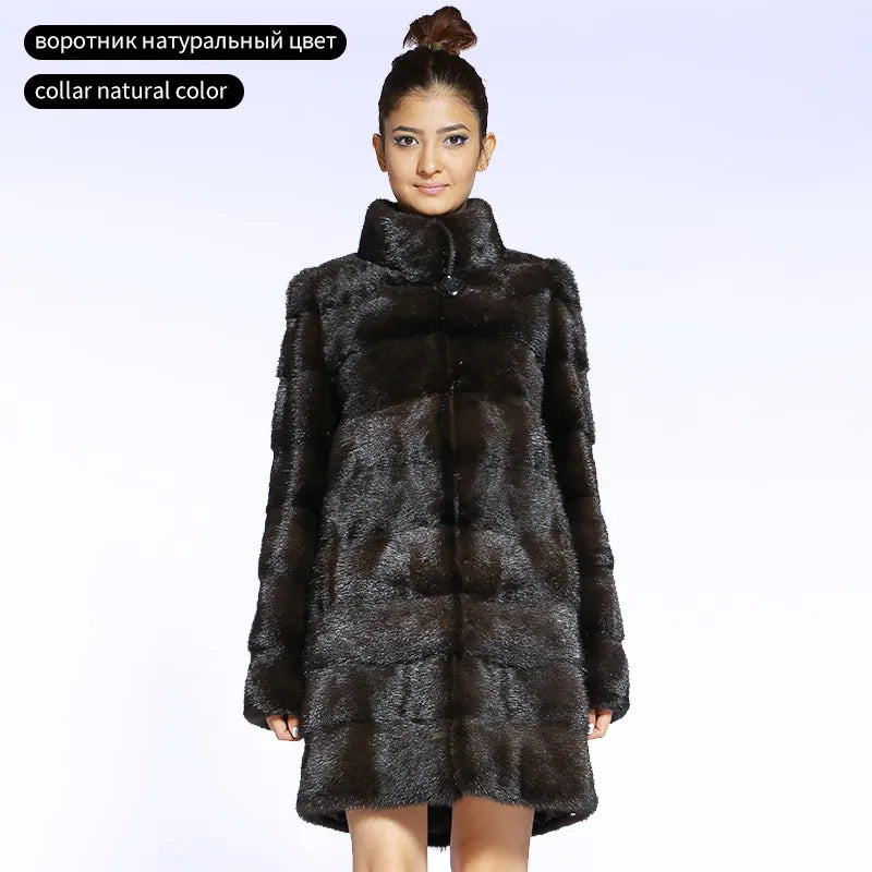 SARSALLYA Full Pelt Natural Mink Fur Coat — Mandarin Collar Edition