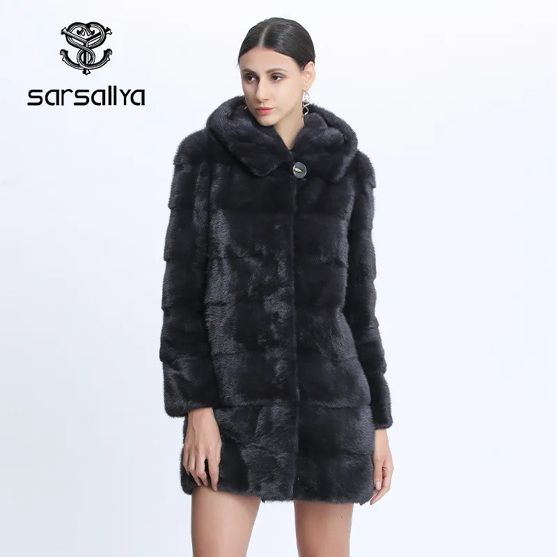 SARSALLYA Full Pelt Natural Mink Fur Coat — Mandarin Collar Edition