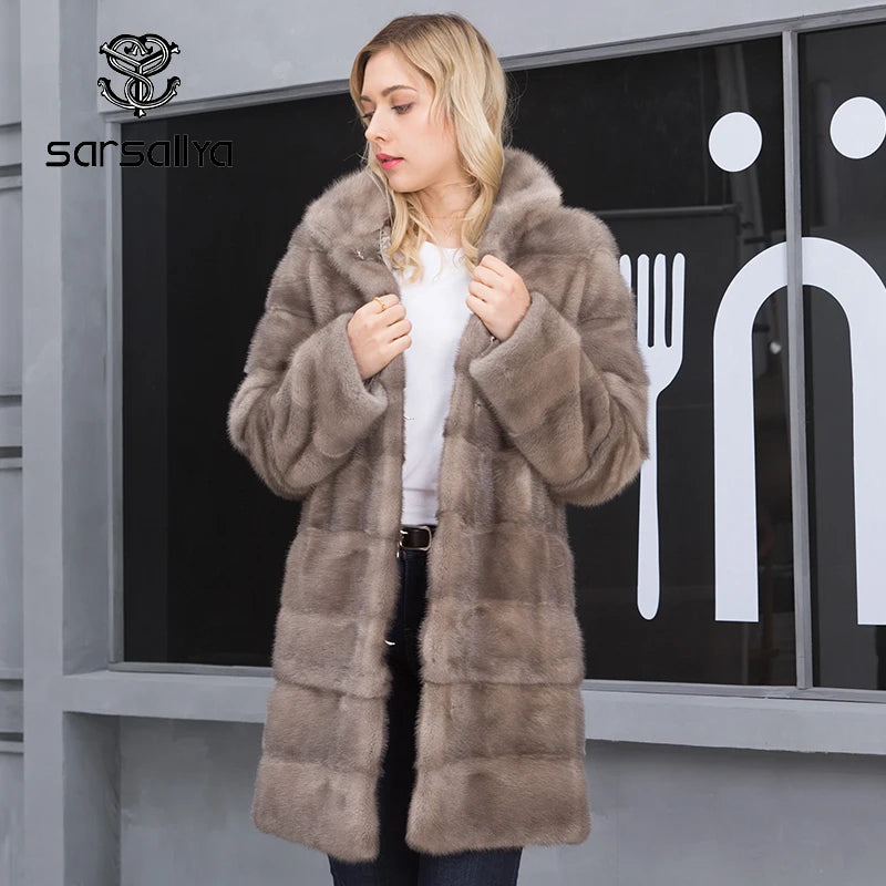 SARSALLYA Full Pelt Natural Mink Fur Coat — Mandarin Collar Edition