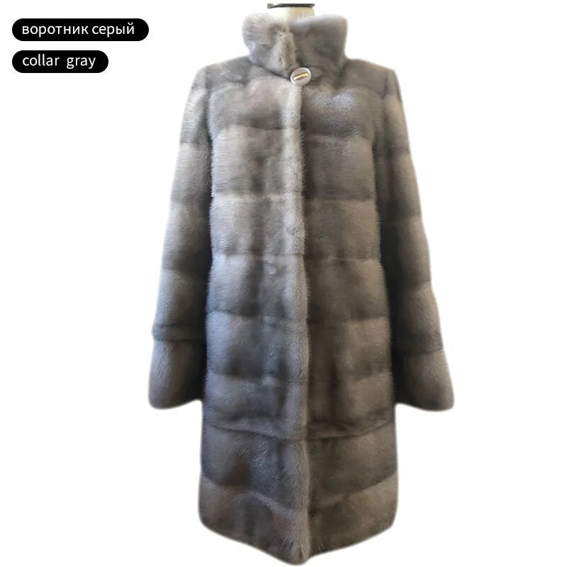 SARSALLYA Full Pelt Natural Mink Fur Coat — Mandarin Collar Edition