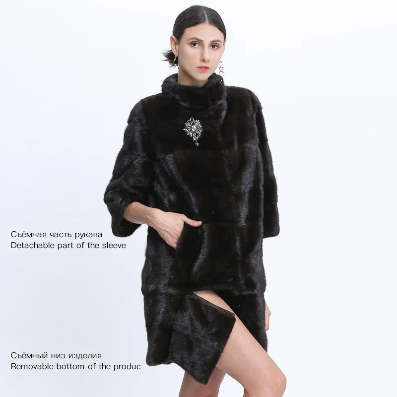 SARSALLYA Full Pelt Natural Mink Fur Coat — Mandarin Collar Edition
