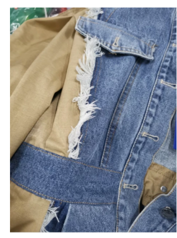 Wholesale Ripped Patchwork Denim Jacket for Women