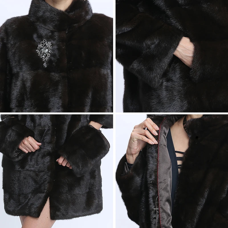 SARSALLYA Full Pelt Natural Mink Fur Coat — Mandarin Collar Edition