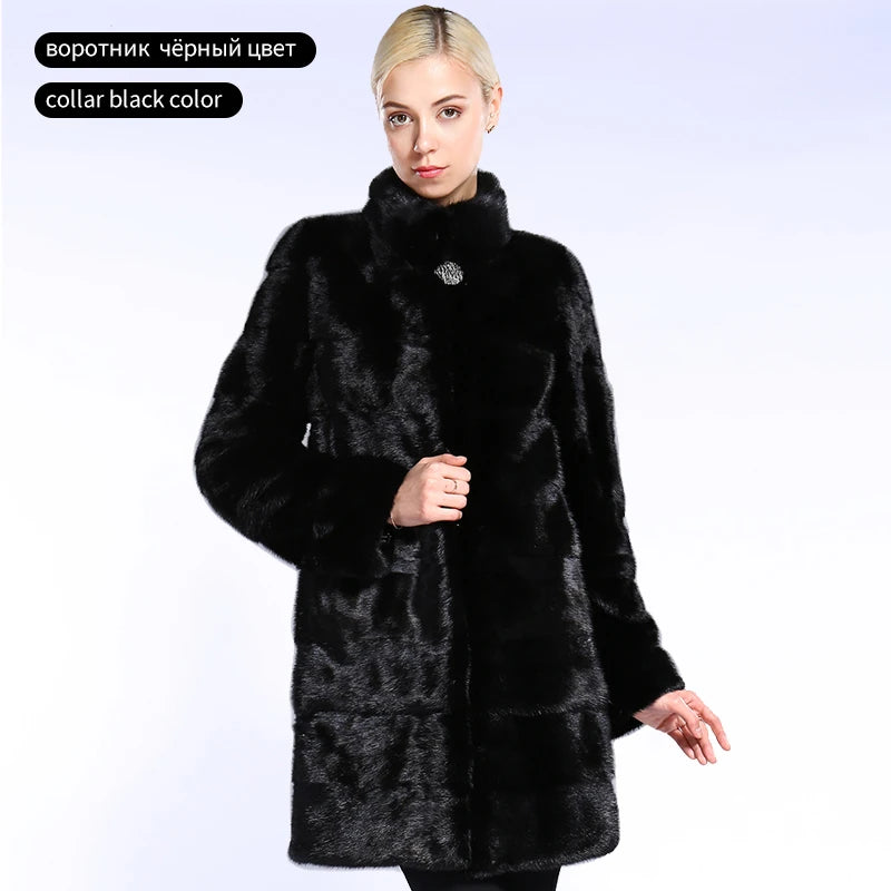 SARSALLYA Full Pelt Natural Mink Fur Coat — Mandarin Collar Edition