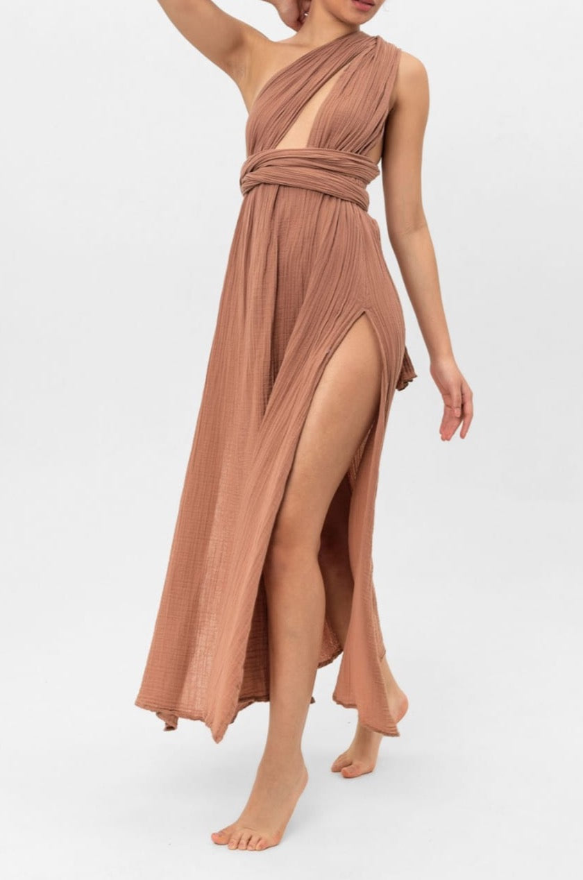 Handmade Cotton Wrap Dress with Side Slit