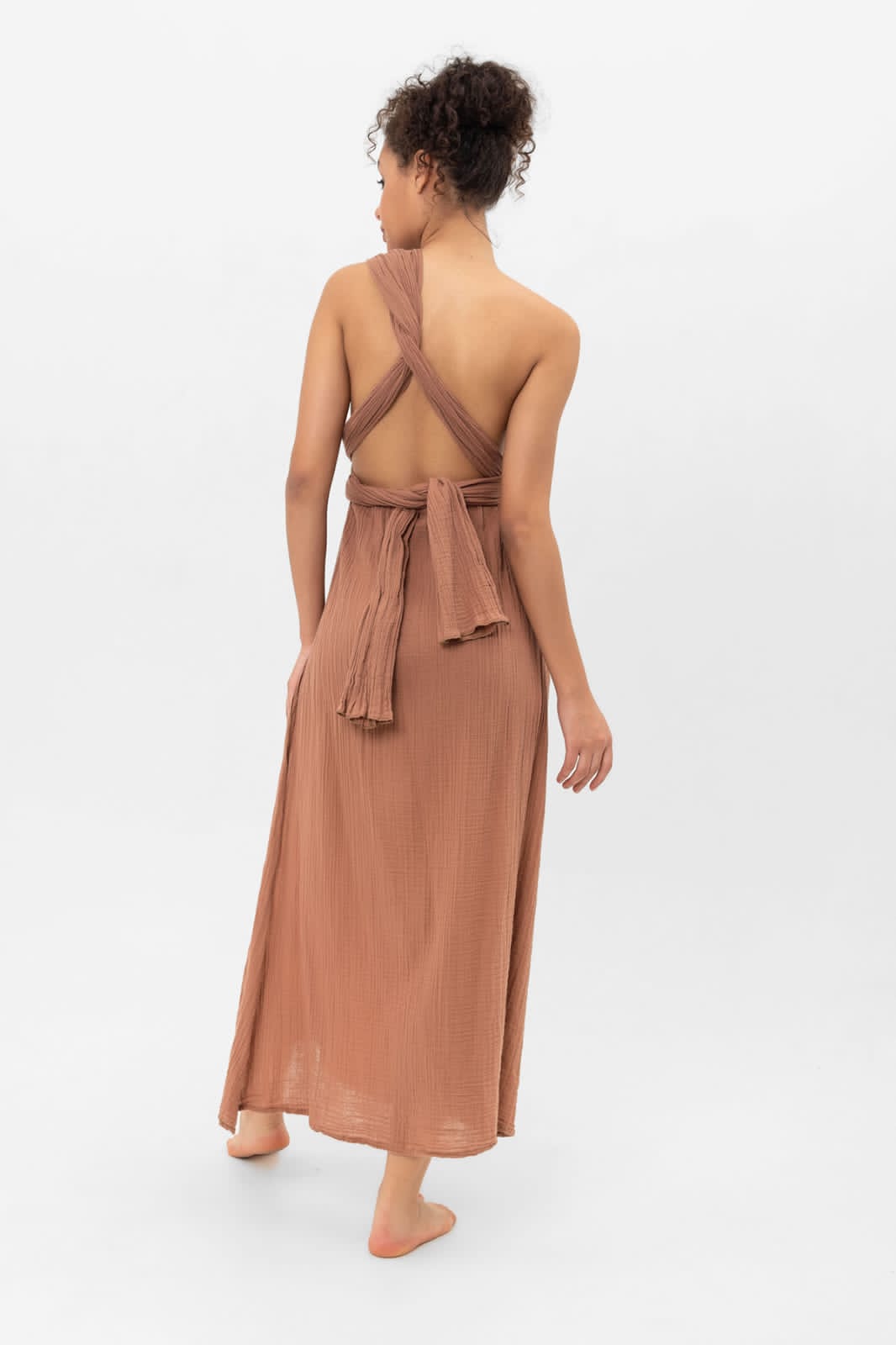 Handmade Cotton Wrap Dress with Side Slit