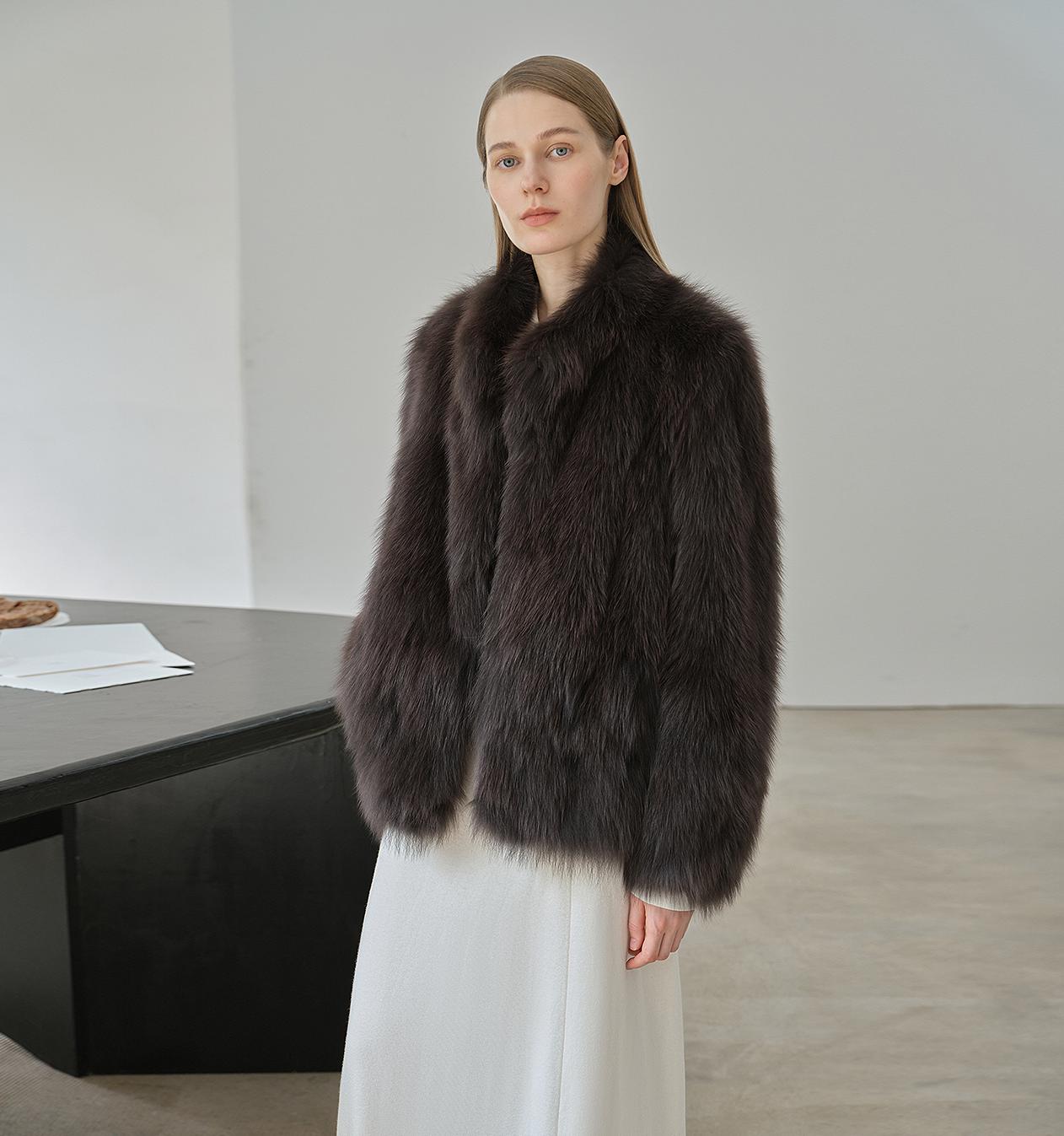 The Helsinki Muse — SAGAFURS Fox Fur Stand-Collar Coat