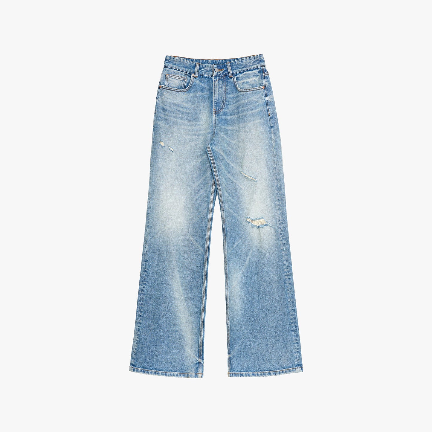 Cat Whisker Washed Distressed Denim Jeans