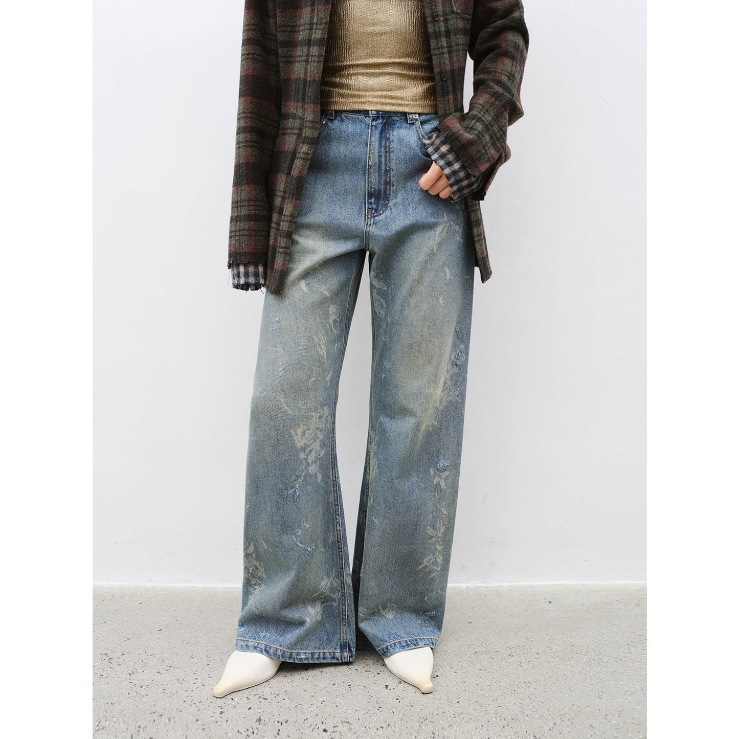 Tall Illusion Wide-Leg Floor-Length Jeans
