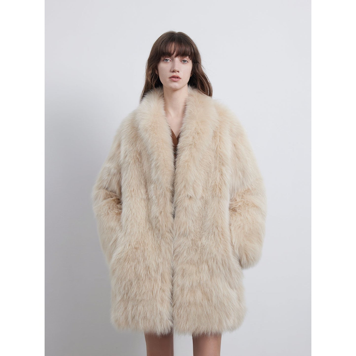 The Sable Suit — Off-Shoulder Fox Fur Jacket with Suit Collar