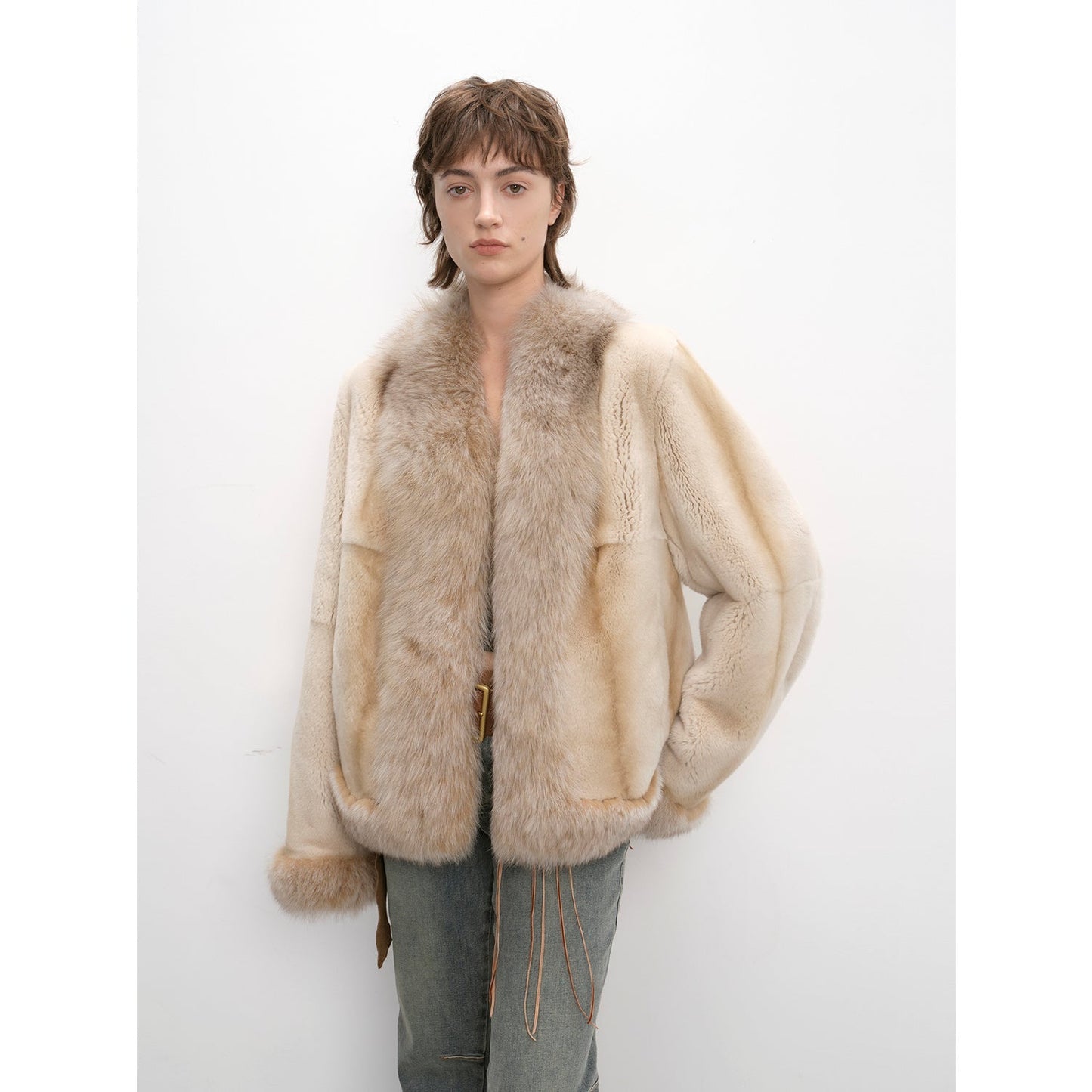 The Deux Tones — French Rex Rabbit & Fox Fur Contrast Jacket