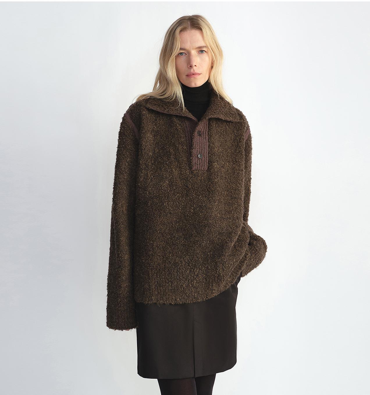 The Andean Polo — Alpaca Wool Blend Bouclé Knit