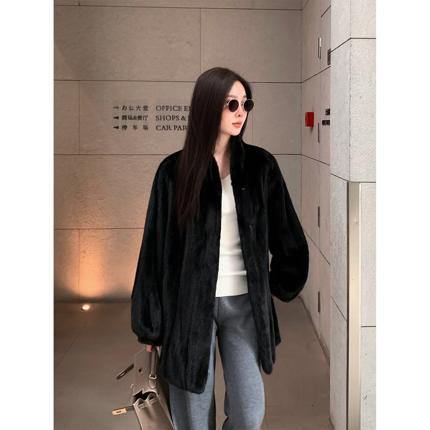 The Kopenhagen Violet — Velvet Whole Mink Stand-Collar Jacket