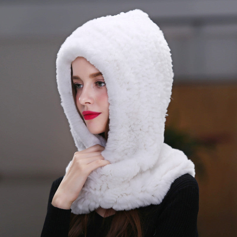 The Winter Veil — Double-Sided Rex Rabbit Fur Hat & Scarf Duo