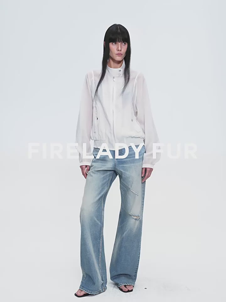 Cat Whisker Washed Distressed Denim Jeans