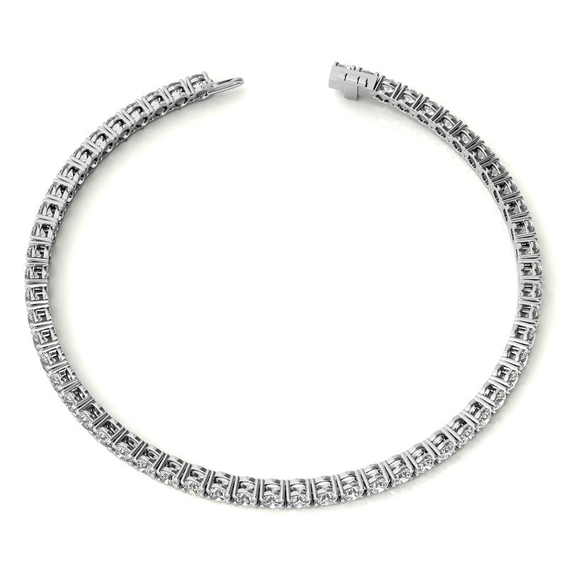 14K White Gold 5 1/4 CTW Diamond S-Link Floral Cluster Tennis Bracelet – 7"