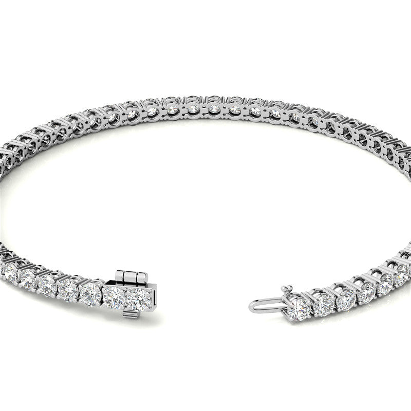 14K White Gold 5 1/4 CTW Diamond S-Link Floral Cluster Tennis Bracelet – 7"