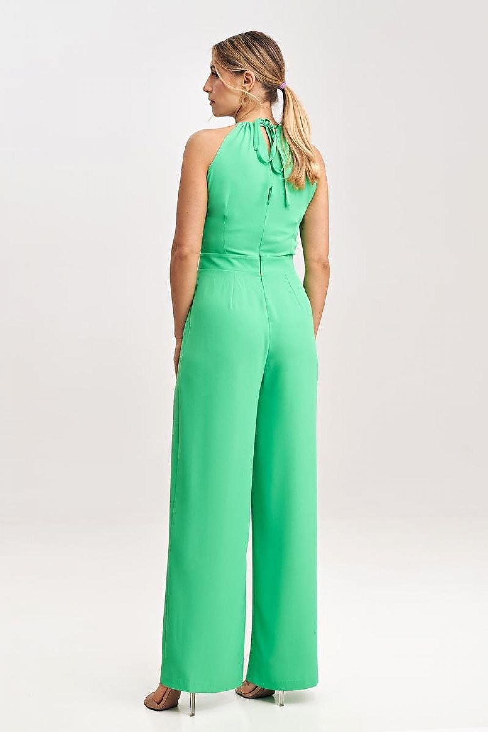 Sleeveless Wide-Leg Neck-Tie Jumpsuit