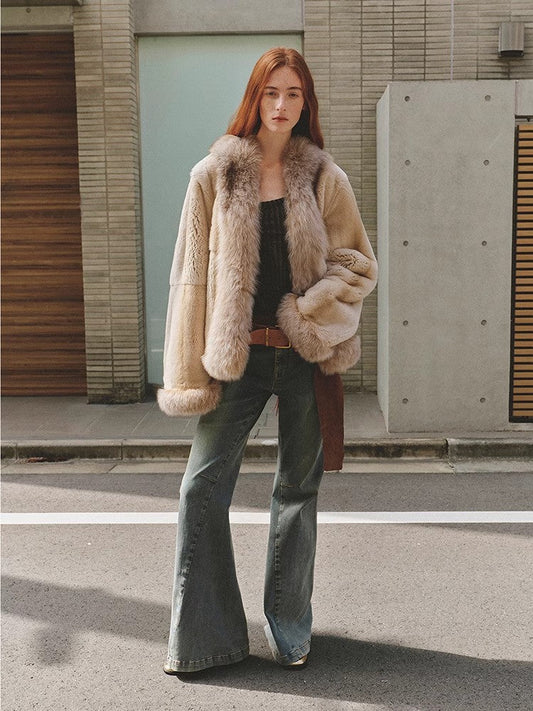 The Deux Tones — French Rex Rabbit & Fox Fur Contrast Jacket