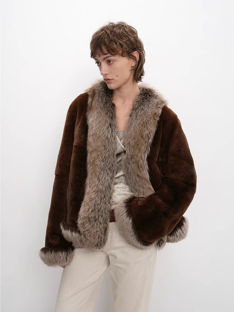 The Deux Tones — French Rex Rabbit & Fox Fur Contrast Jacket