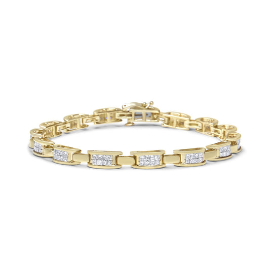 14K Yellow Gold 2.00 CTTW Princess-Cut Diamond “Links of Love” Bracelet