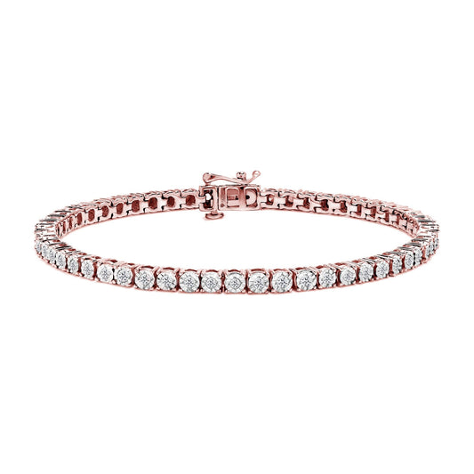 Vintage-Inspired Rose Cut Diamond Tennis Bracelet in Sterling Silver