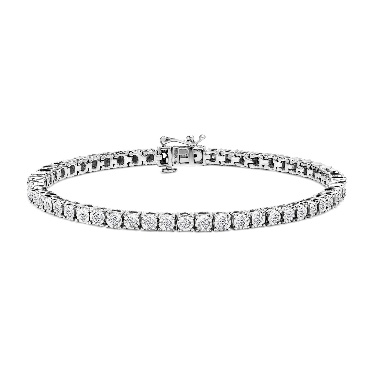 Vintage-Inspired Rose Cut Diamond Tennis Bracelet in Sterling Silver