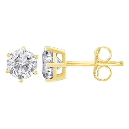 18K Yellow Gold Round Brilliant-Cut Diamond Stud Earrings – 1.50 CTW