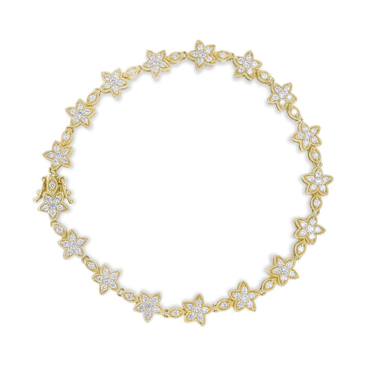 14k White Gold Diamond Blossom Link Bracelet – 1 1/5 Cttw