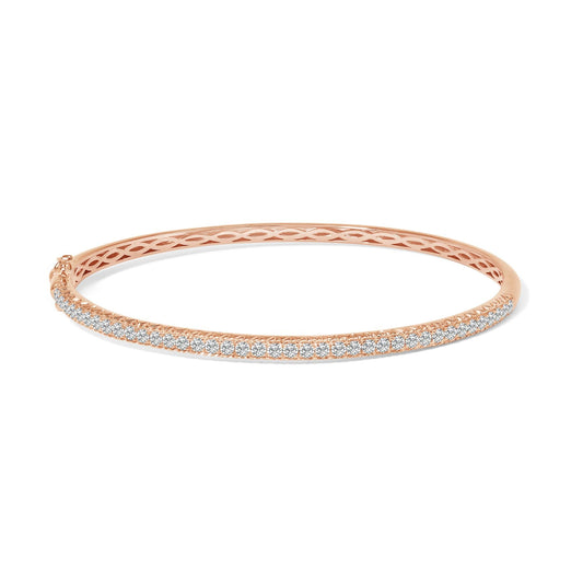 14K Rose Gold 1.00 CTW Half Eternity Diamond Bangle Bracelet