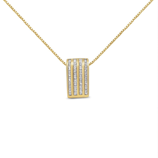 14K Yellow Gold 2 1/3 CTW Princess Cut Diamond Block Pendant Necklace