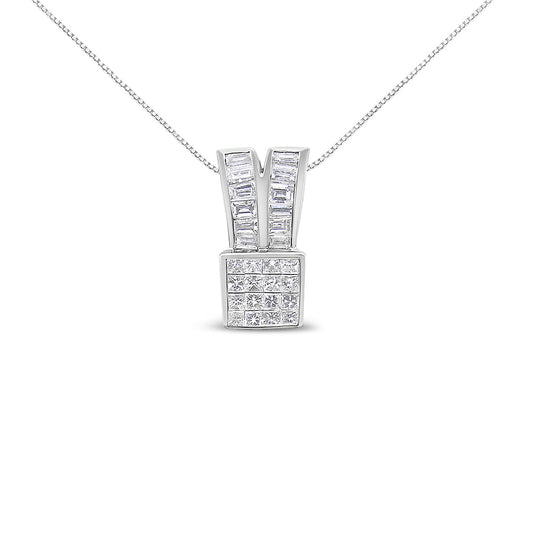 14K White Gold Double Loop Diamond Pendant