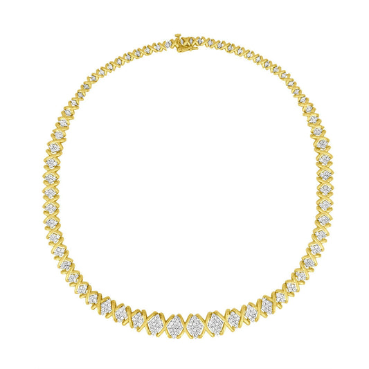 10K Yellow Gold Diamond Riviera Statement Necklace – 4.00 CTW