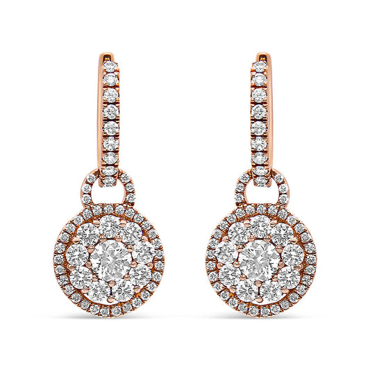 18K Rose Gold Diamond Drop Earrings – 1.50 ctw