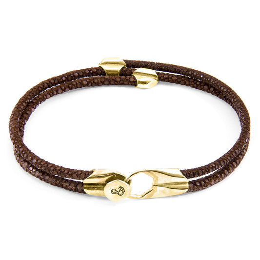 Mocha Brown Conway 9ct Yellow Gold Stingray Leather Bracelet