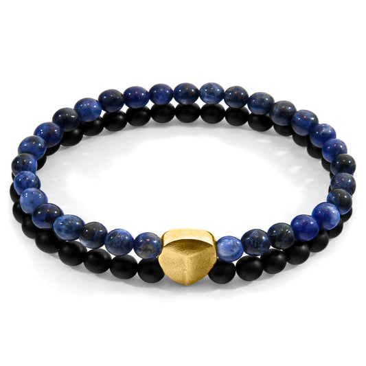 Blue Sodalite 9ct Yellow Gold & Stone Bracelet – Handcrafted in Great Britain