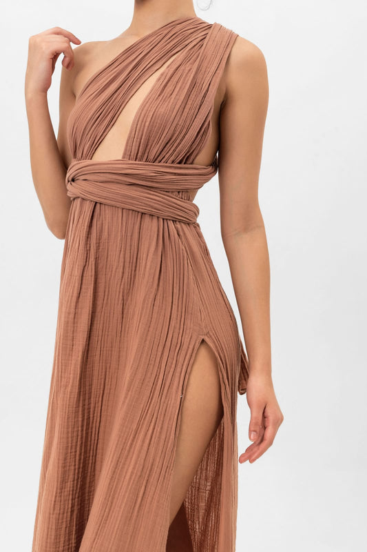 Handmade Cotton Wrap Dress with Side Slit