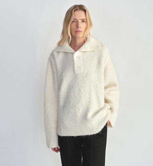 The Andean Polo — Alpaca Wool Blend Bouclé Knit