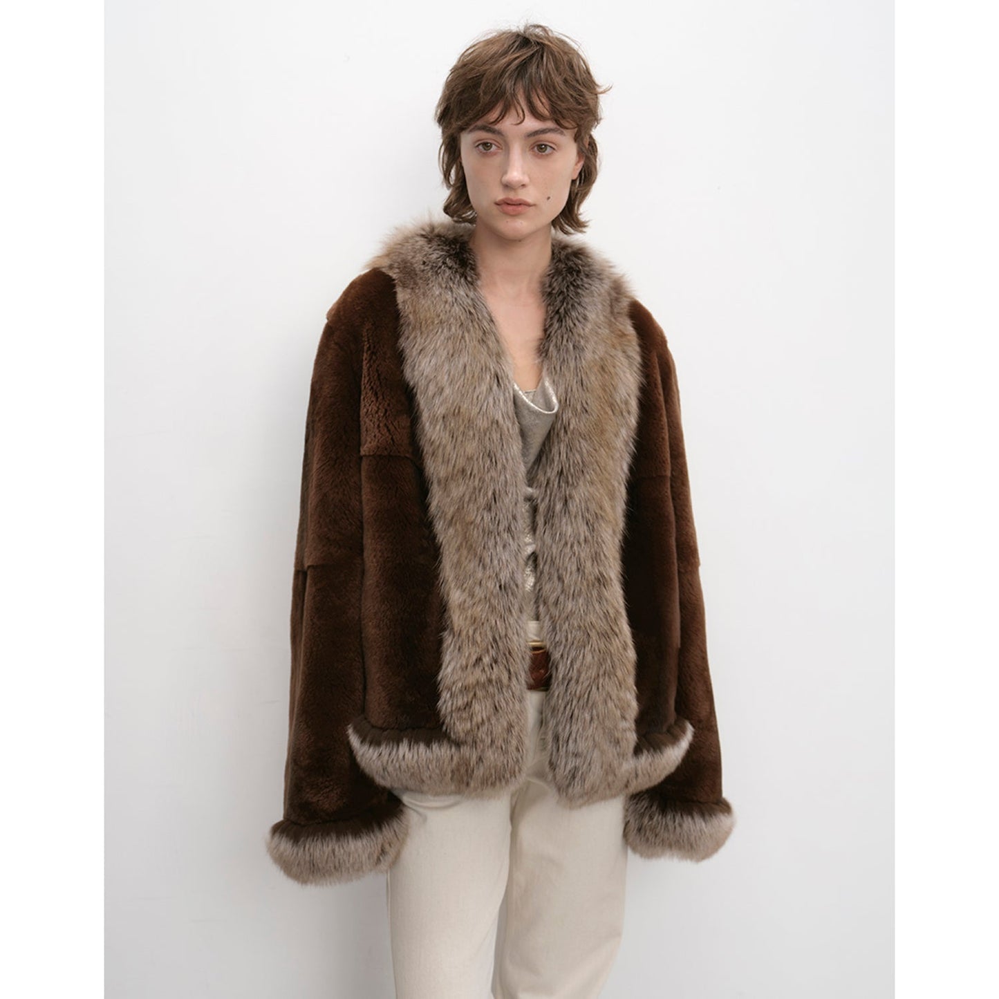 The Deux Tones — French Rex Rabbit & Fox Fur Contrast Jacket